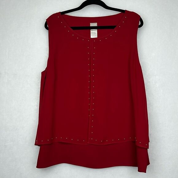 Red - Double-Layer Embellished Tank Sz 3 - Picture 1 of 10